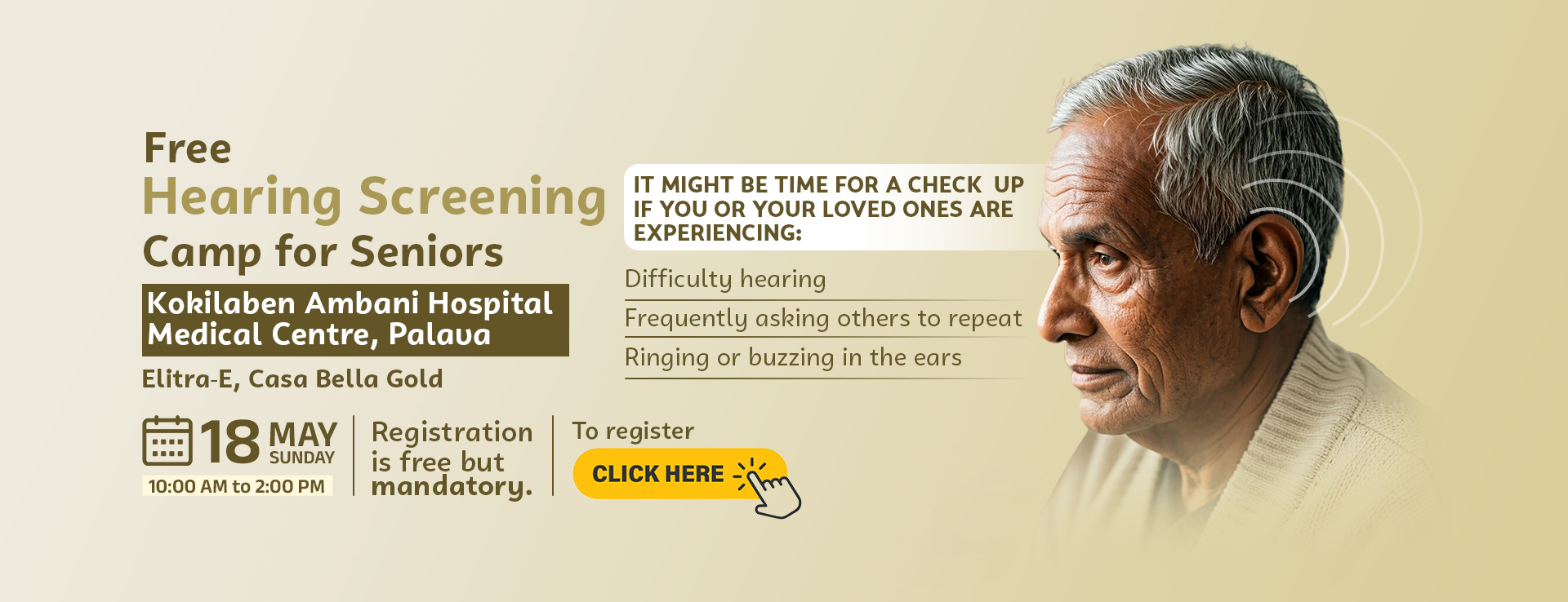 Free Hearing Camp at Kokilaben Hospital, Palava – Register Today