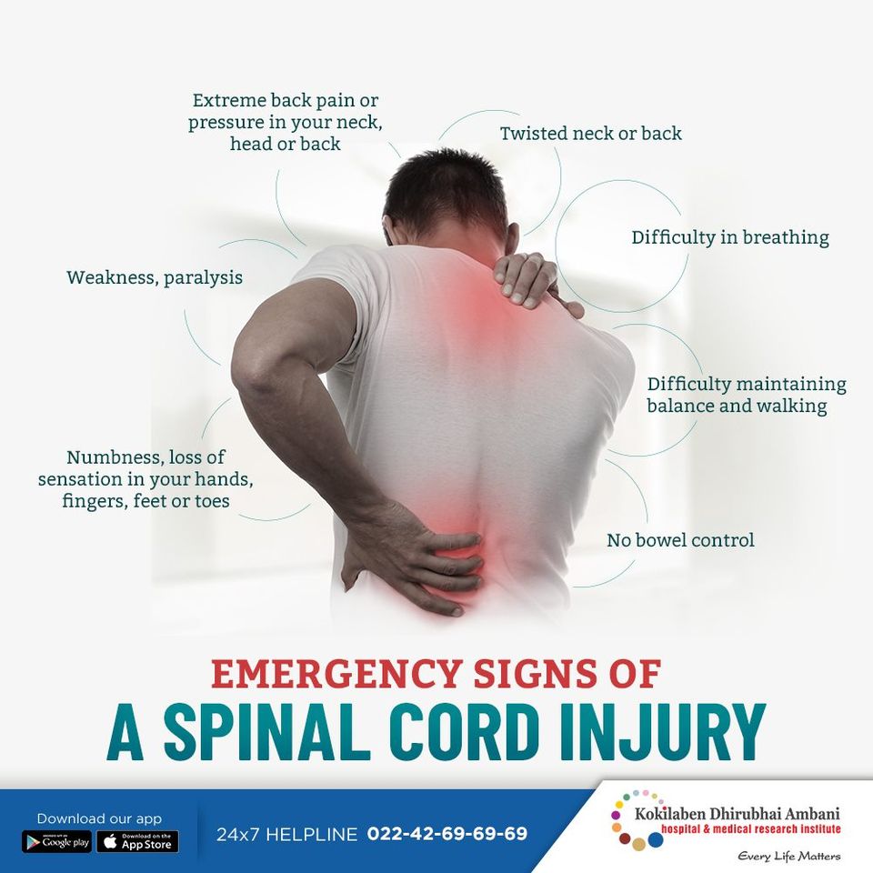 Signs of a spinal cord injury